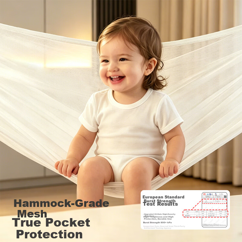 OUYUN Baby Anti-Fall Mosquito Net 1.8x2m Children's Bed Rail Protective Mongolian Style Full-Coverage Baby Canopy