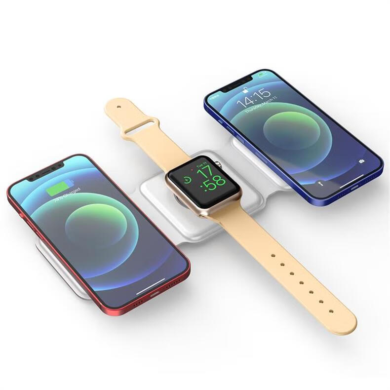Zitai Three-In Foldable Magnetic Wireless Charger for Apple Magsate 15W Fast Charging IPhone 18/17/16/15/AirPods Earphones/iWatch W07 15