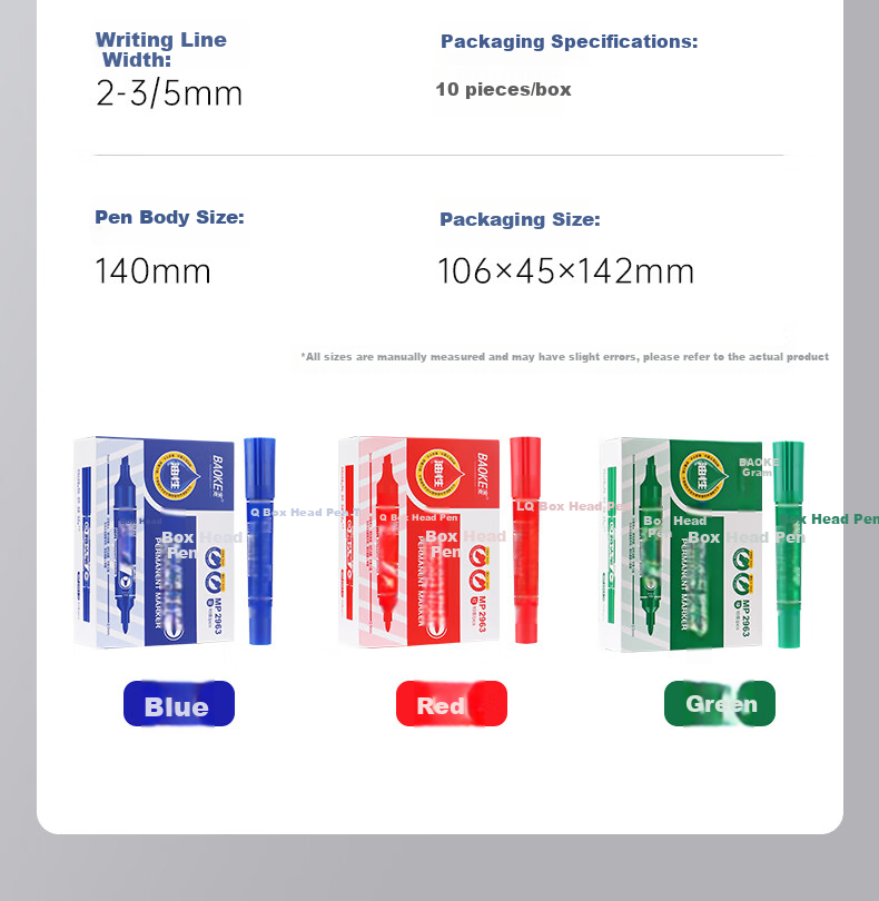 BAOKE MP2963 Oil-Based Marker Pen, Thick Tip, Large Capacity Logistics Marking Pen, Black, 10 Pieces/Box 9