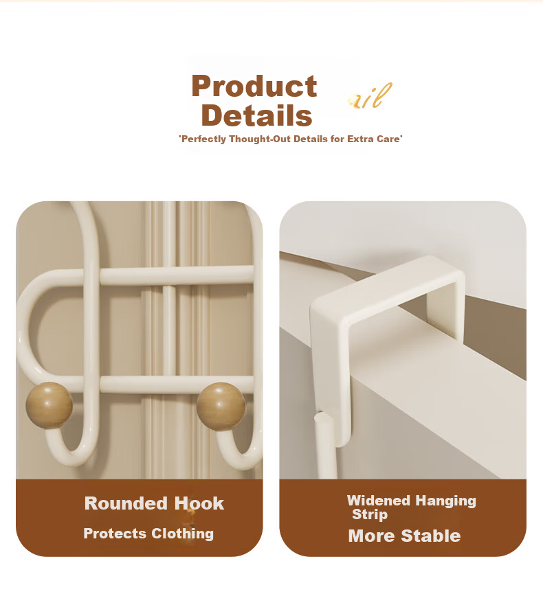 Baicaoyuan Double-Layer Over-the-Door Hook Rack No-Drill Bedroom Door Storage Hanger Bathroom Door Back Hook 8