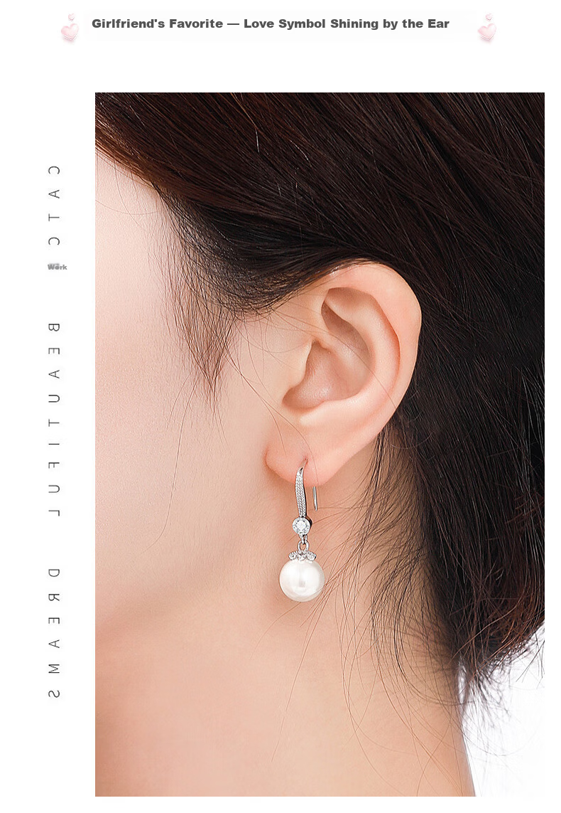 Lao Feng Xiang Premium Pearl Earrings for Women Silver Elegant Drop Earrings Jewelry Birthday Anniversary Gift for Girlfriend Wife 6