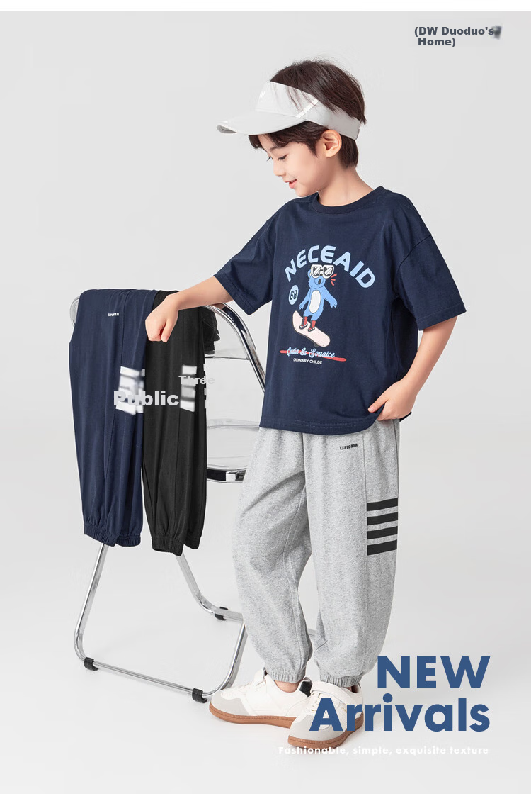 Duoduo Kids Clothing [Soft Elastic Breathable Versatile Cooling] Mosquito-Repellent Pants 2026 Summer Pure Cotton Long Jogger Pants for Children 2