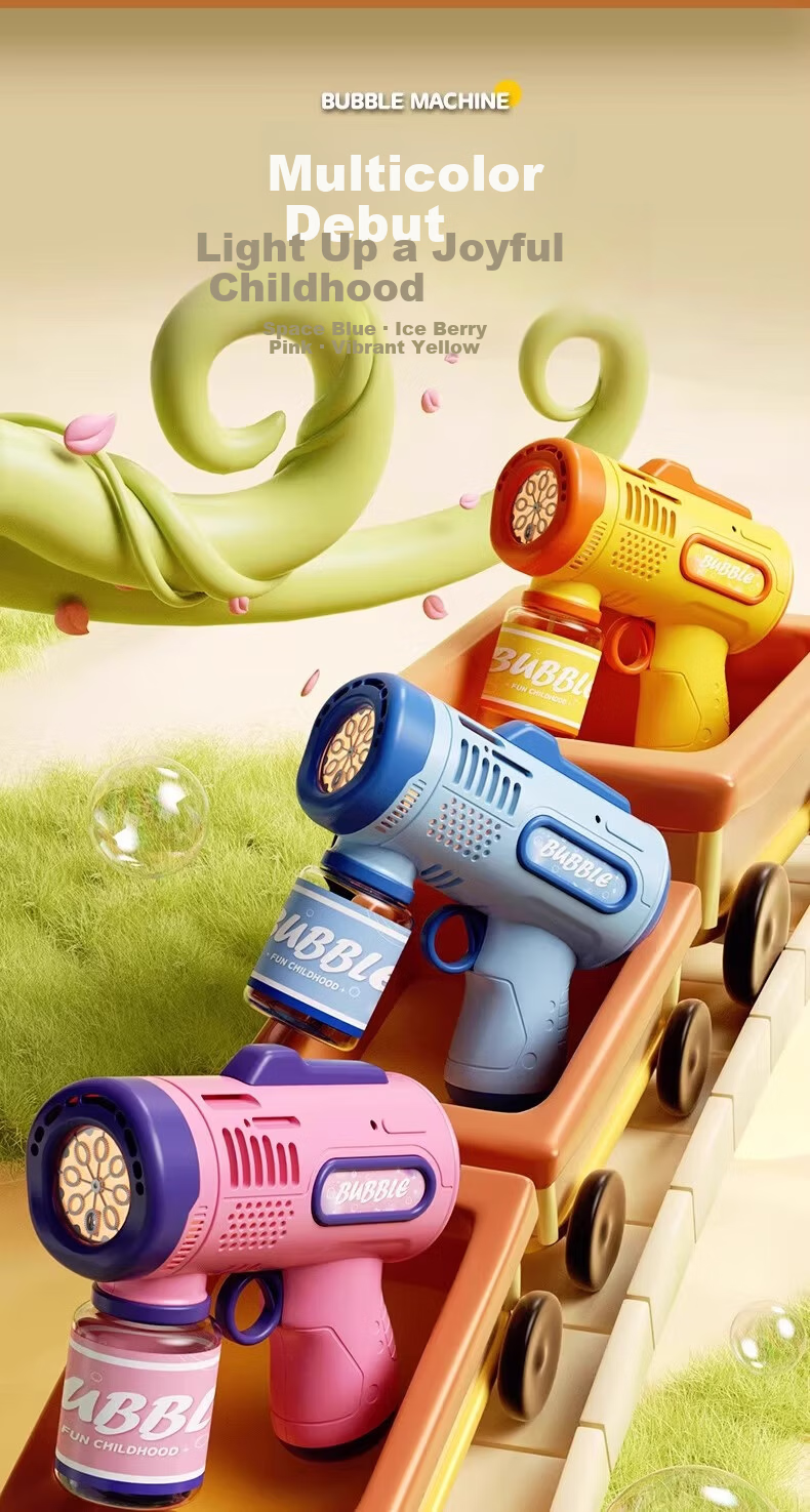 Guou Children's Multi-Hole Bubble Machine Bubble Gun Toy Small Steel Cannon Fully Automatic Electric Leak-Proof Children's Day Gift 6