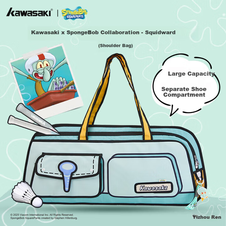KAWASAKI SpongeBob Collaboration Cartoon Shoulder Bag C8263 Squidward Green