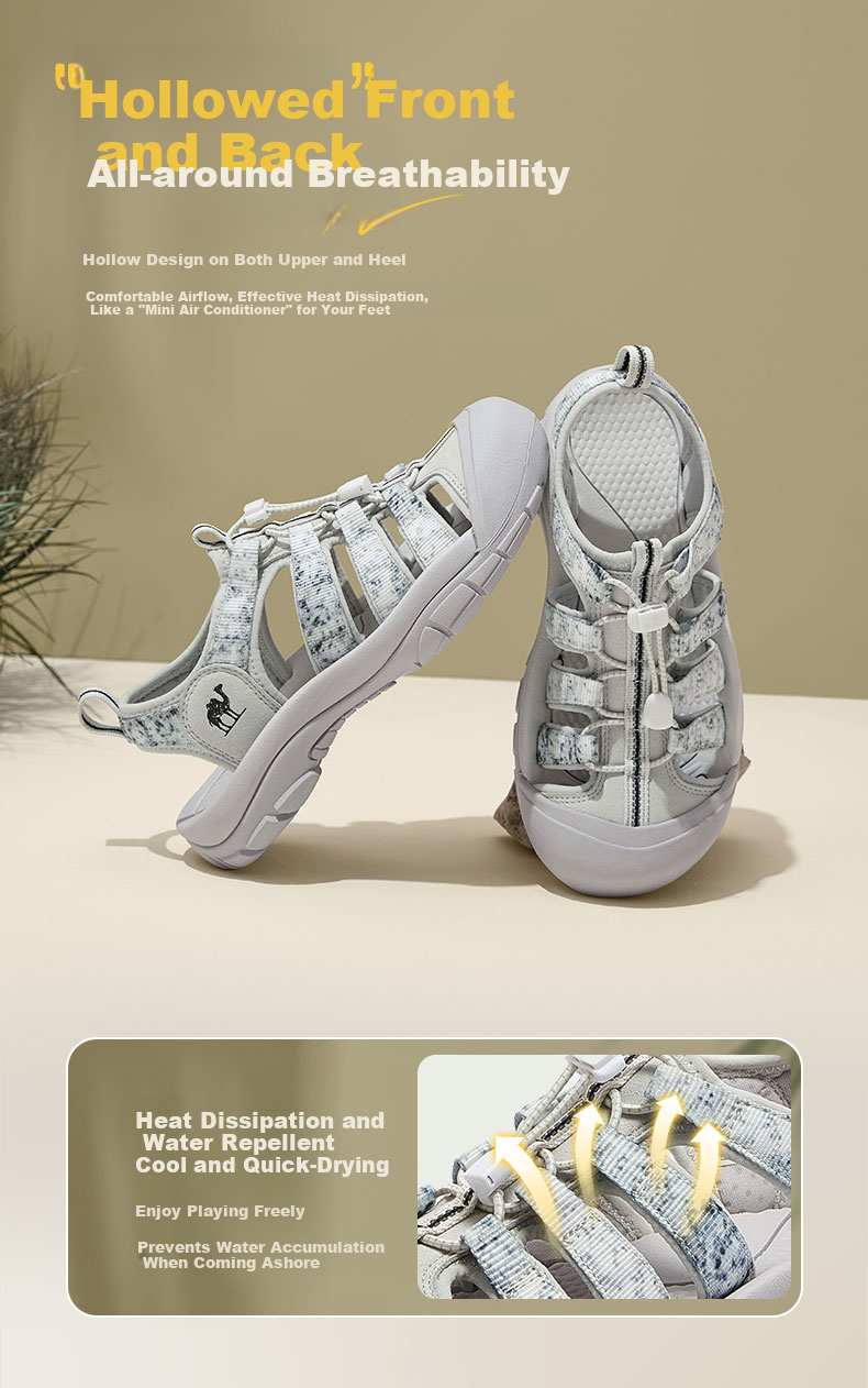 CAMEL Haibei Cute Hollow Outdoor Beach Sandals Men L16M162001 Silver Gray (Men's) Size 39 6
