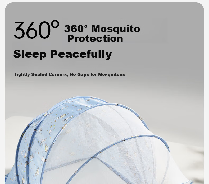 OUYUN Baby Mosquito Net Portable Foldable Newborn Anti-Mosquito Cover Mongolian Tent Baby Crib Mosquito Net Swan Planet Large Size 5