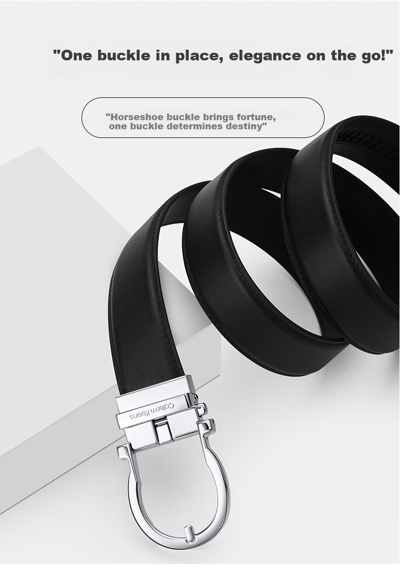 Calermkeens Men's Leather Belt New No-Hole Automatic Buckle Genuine Cowhide Waistband Practical Father's Day Gift for Dad 9