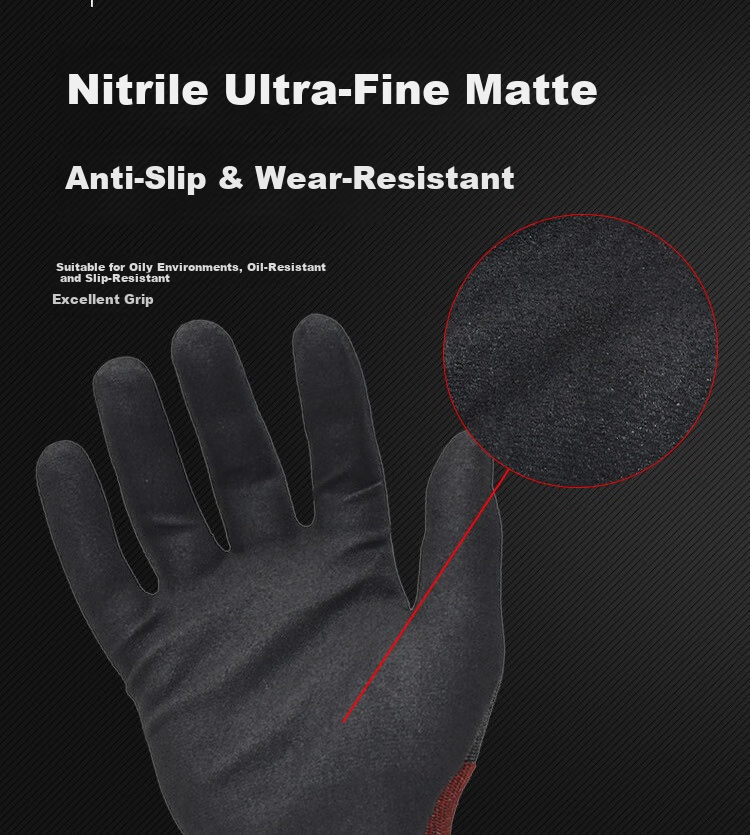 Sailite Cut-Resistant Gloves D-Level 1 Pair 18-Gauge Skin-Friendly Feel Reinforced Thumb Nitrile Matte Anti-Oil Slip Touchscreen Compatible eB-544 Size 8 5