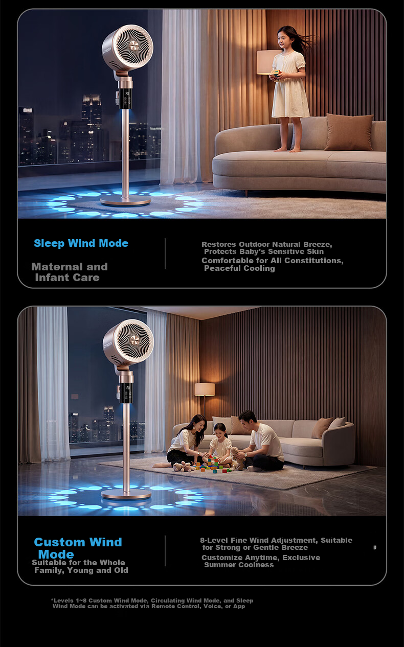 Skyworth Iceland Air Circulation Fan, 2025 High-Power Quiet Floor-Standing Dual-Use Electric Fan with Wide-Angle Oscillation Q523, White And Coffee Color 22