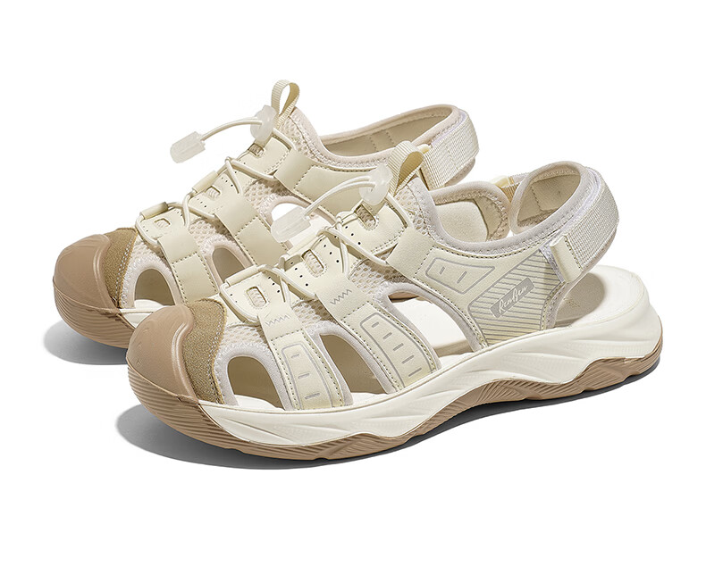 Renben Official Summer Women's Fashion Roman Closed-Toe Hollow-Out Thick-Soled Height-Increasing Casual Sandals Coffee Beige Size 38 16