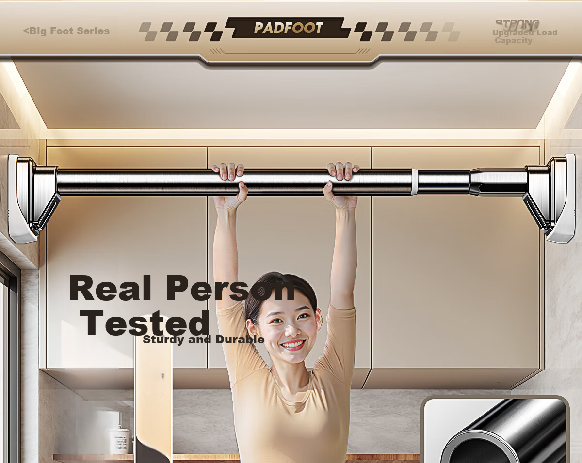 Futuristic Telescopic Clothes Drying Rod No-Drill Balcony Stainless Steel Shower Curtain Rod Wardrobe Hanging Rod Support 340-400cm 12