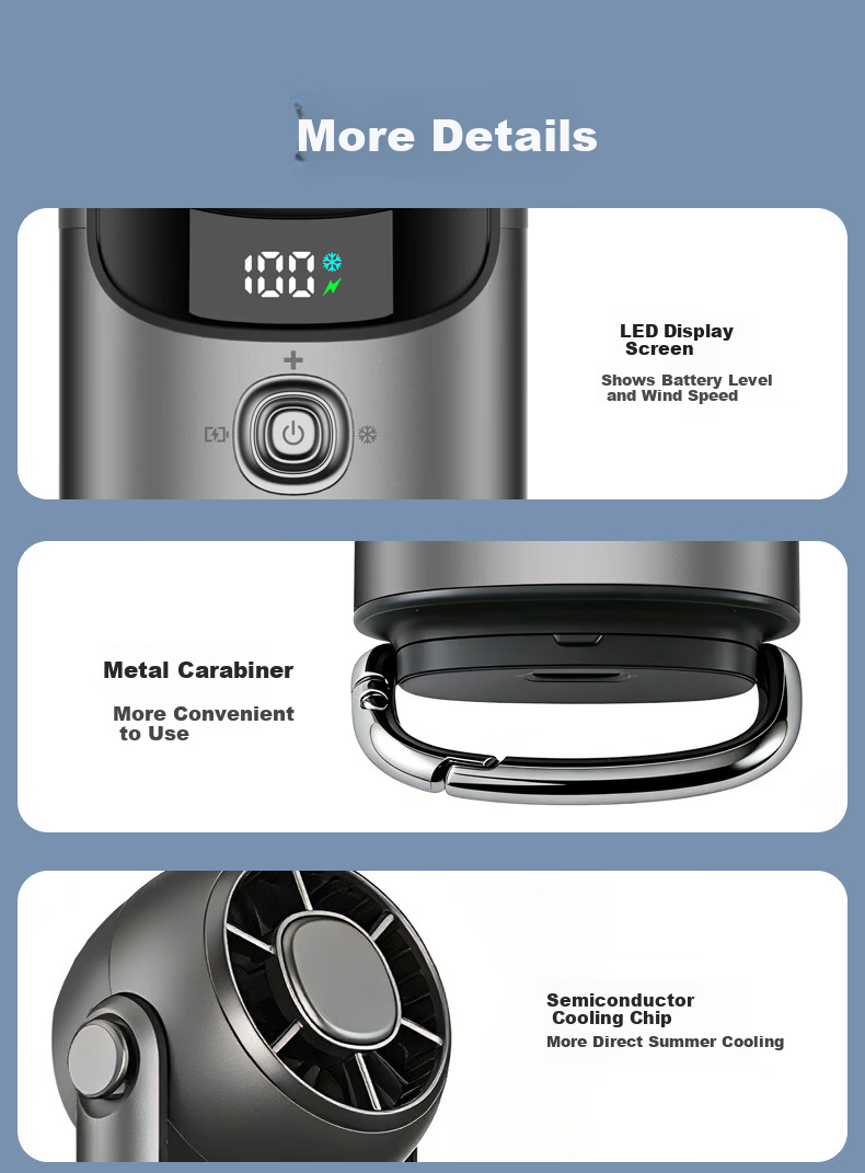 Mave Handheld Semiconductor Cooling Neck Fan Rotatable Turbo Portable Rechargeable Fan for Students and Outdoor Use 9