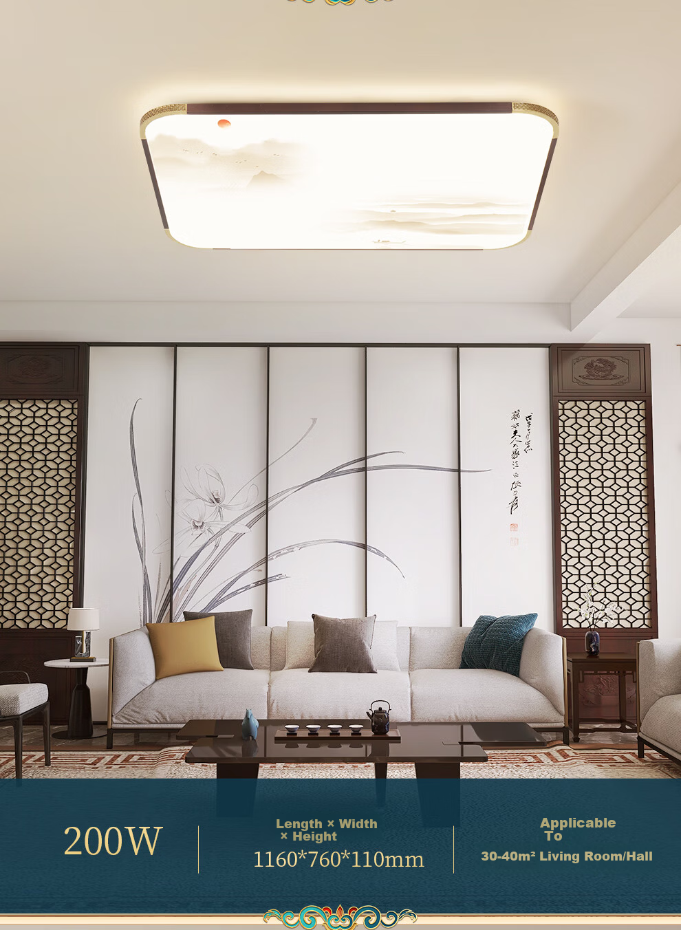 NVC Ceiling Light Wooden Art Study Dining Room Bedroom Round Smart High CRI WHXD60W/F-17 11
