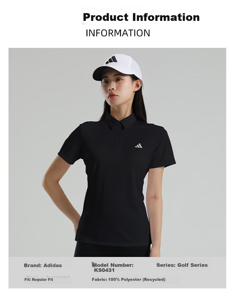 Adidas Women's Summer Short Sleeve Quick-Dry Breathable Sports Casual Polo Shirt 3