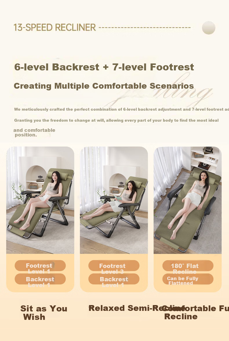 JEEP Folding Bed Recliner Office Nap Bed Single Nap Chair Care Bed Folding Chair Military Cot Thickened Cotton Pad 3