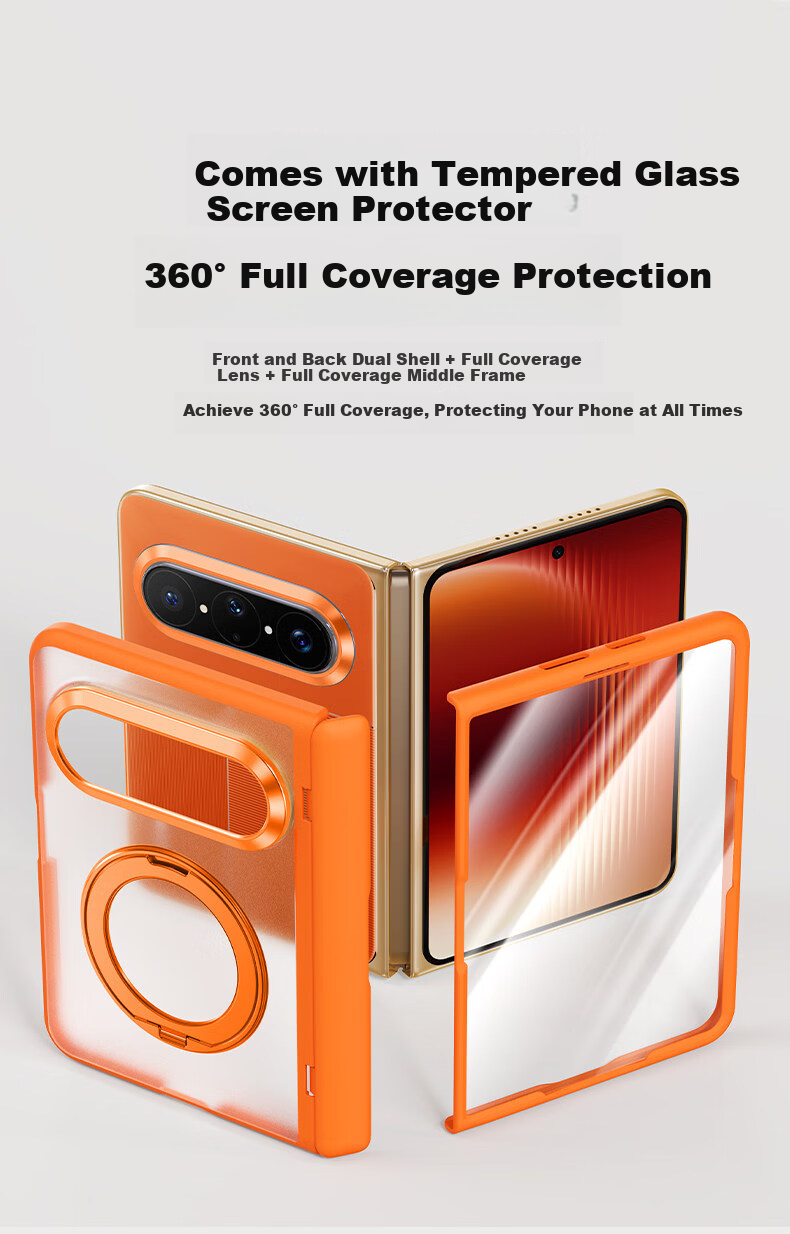 Zhilangni [Rotating Bracket | Integrated Shell and Film] Compatible with Huawei Pura X Max Phone Case Foldable Screen Protective Cover Central Axis Full Coverage Anti-Drop Matte Unisex New Model 2