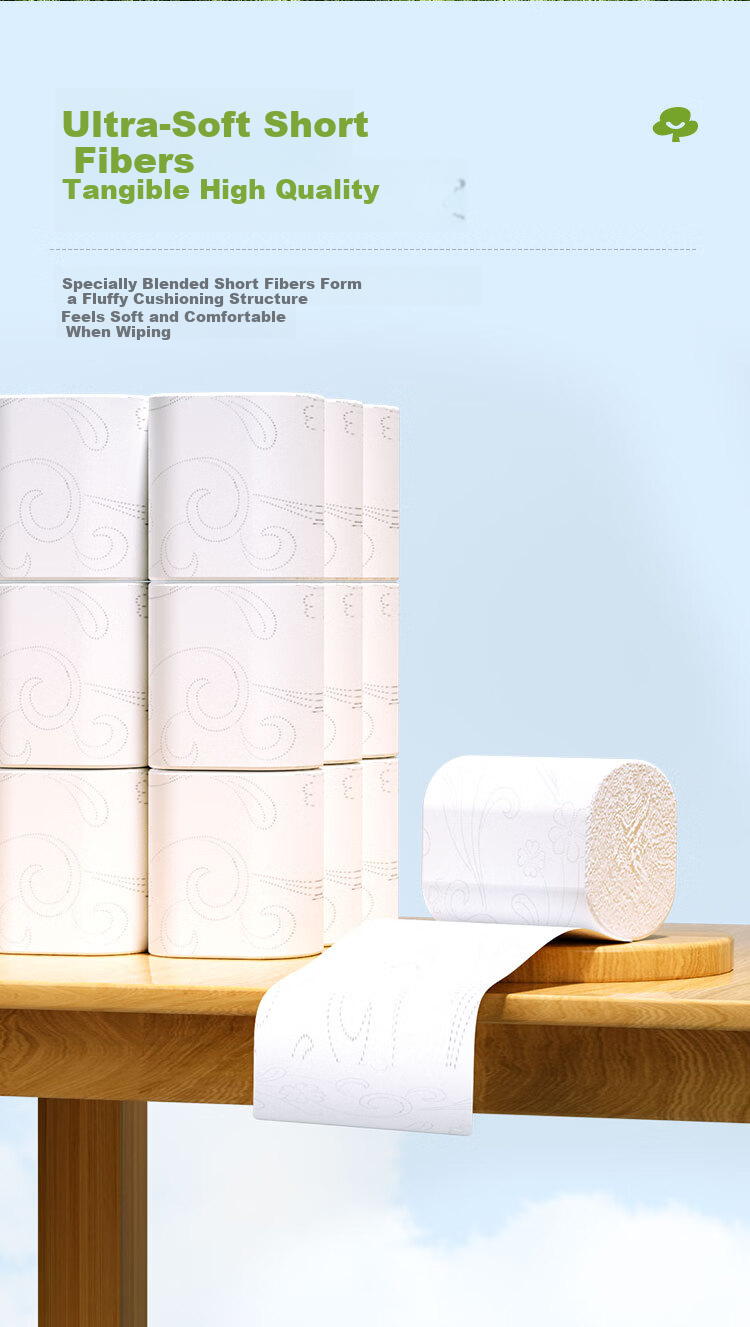 YUSEN Cloud Soft Wet-Resistant Short Thick Toilet Paper 5-Ply 2000g 12 Rolls Eucalyptus Pulp Tissue Paper 3