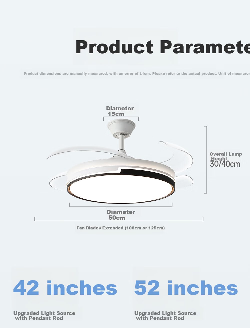Dell Restaurant Ceiling Fan Light with Invisible Blades, Bedroom and Living Room Quiet Eye-Protecting High-Power Home Fan Light Fixture 13