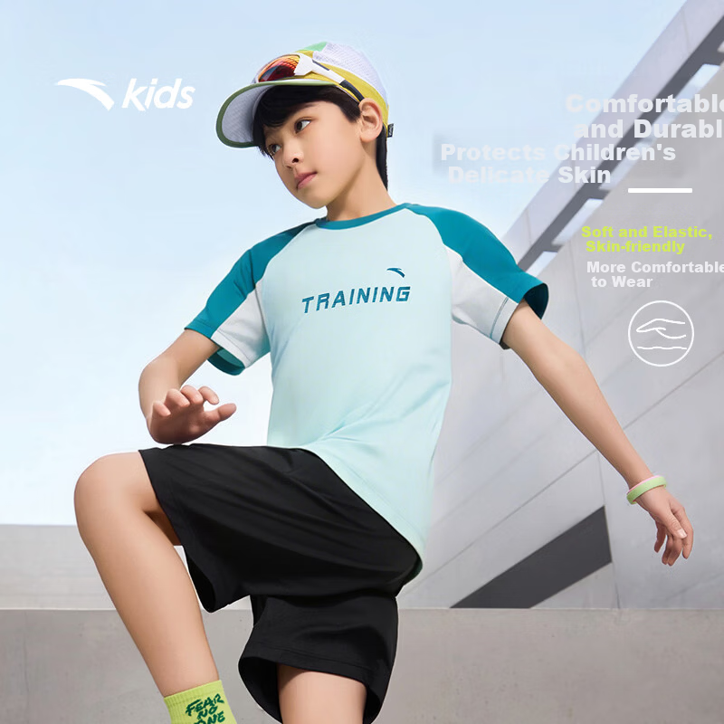 Anta Kids Sports Quick-Dry Set 2026 Summer Short Sleeve and Shorts Moisture-Wicking Breathable Comfortable A72625712