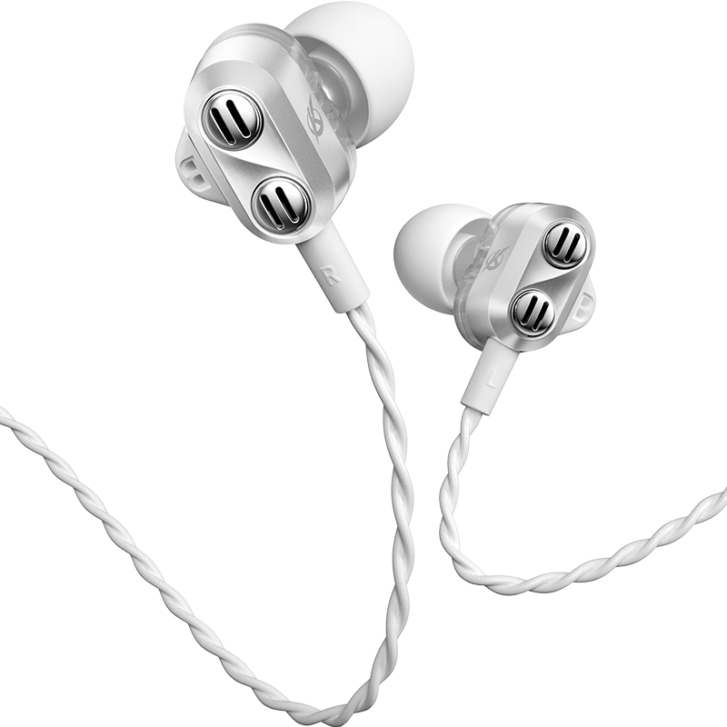 IKF Xuan Ying In-Ear Wired Gaming Earphones with Mic, Sound Positioning, Strong Magnetic Dual Dynamic Drivers, Quad-Core, Music & Movie, Delta, FPS, PC, 2026 New Model, Cool White Gray