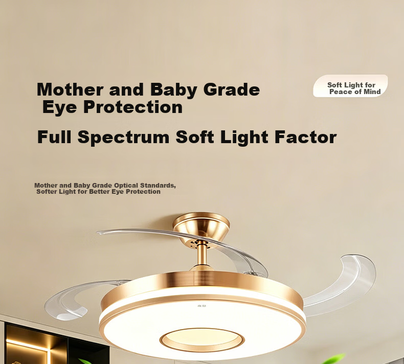 ASUS Lighting American Cree LED Silent Fan Light Modern Gold Invisible Blade Ceiling Fan Light for Dining Room and Bedroom 14