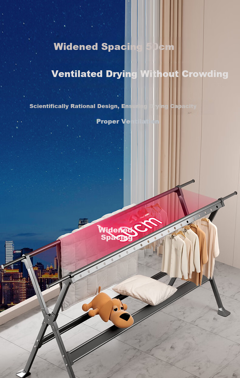 Fengshang Floor-Standing Foldable Clothes Drying Rack for Home Balcony and Bedroom 5