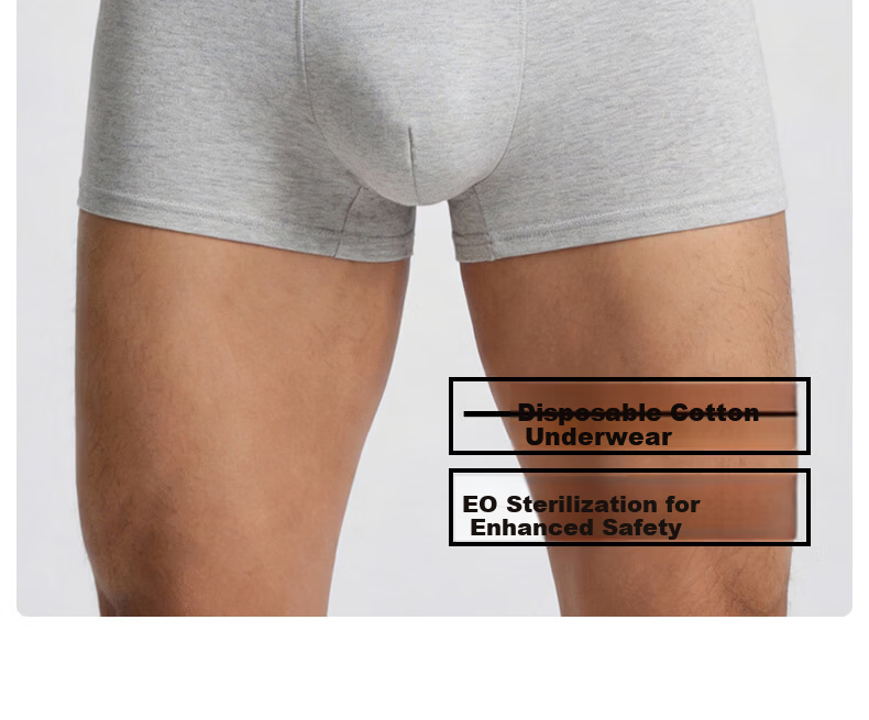 GNJ Men's Disposable Cotton Boxer Briefs Travel Portable EO Sterilized Wash-Free Individually Packaged Business Trip 2