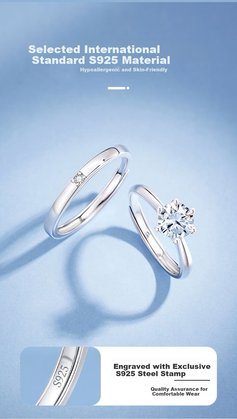 Yangchuang Fashion Wedding Engagement Diamond Ring Couple Rings S925 Wedding Band 520 Moissanite Couple Rings for Women 6