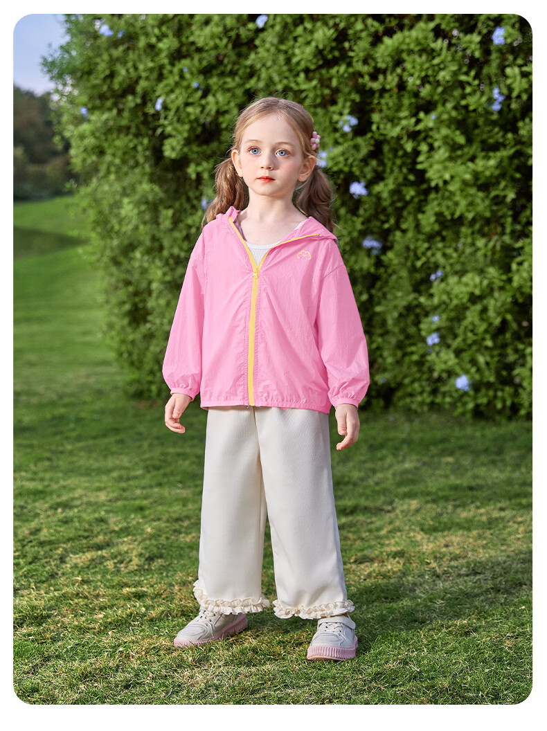 JELLYBABY Sun Protection Outdoor Windproof Pure Cotton Hooded Jacket 2026 New Summer Unisex Kids Sun Protection Coat Versatile for Middle Childhood 33
