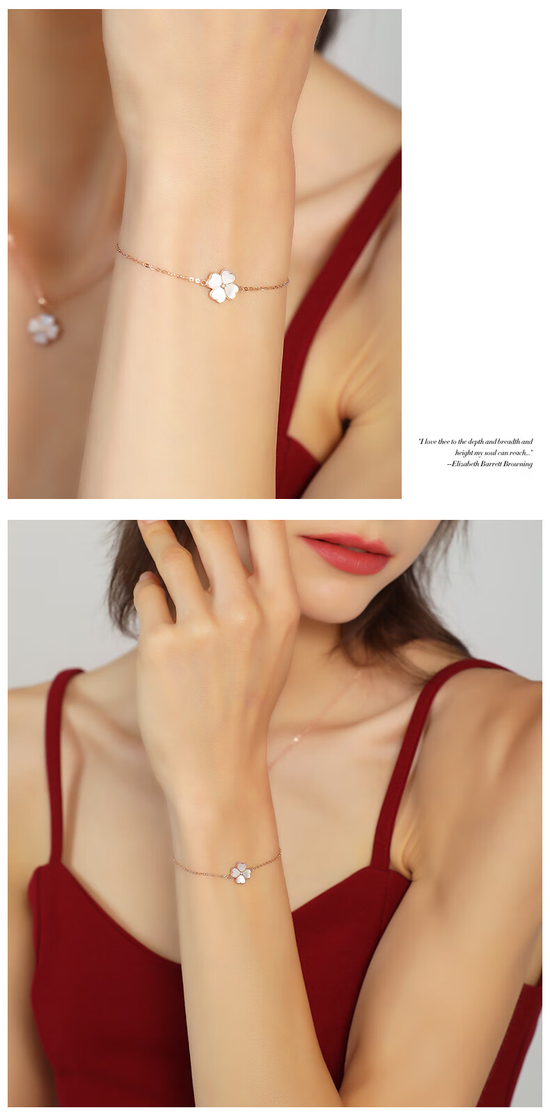 Grace Girl Diamond Four-Leaf Clover Bracelet Women's Fashion Luxury Jewelry Anniversary Birthday Gift for Girlfriend 6