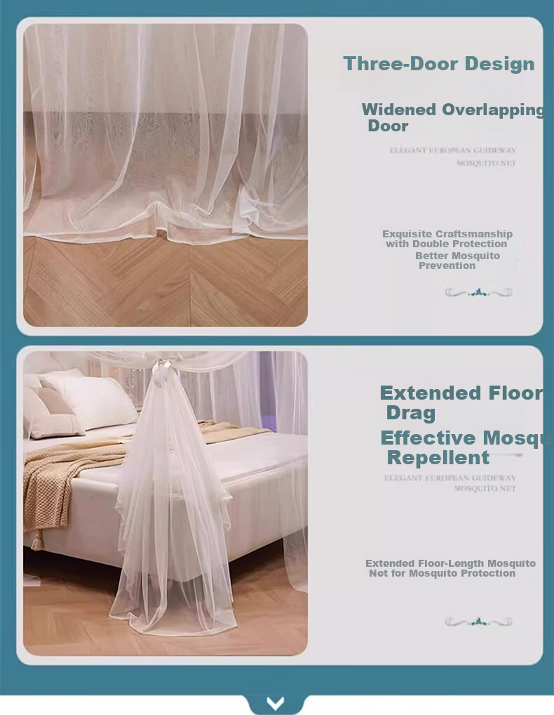 MUJI Home U-Shaped Large Space Fishing Rod Mosquito Net Three-Door 1.8x2m Bed Rail Mosquito Net [Dense Mesh] 2