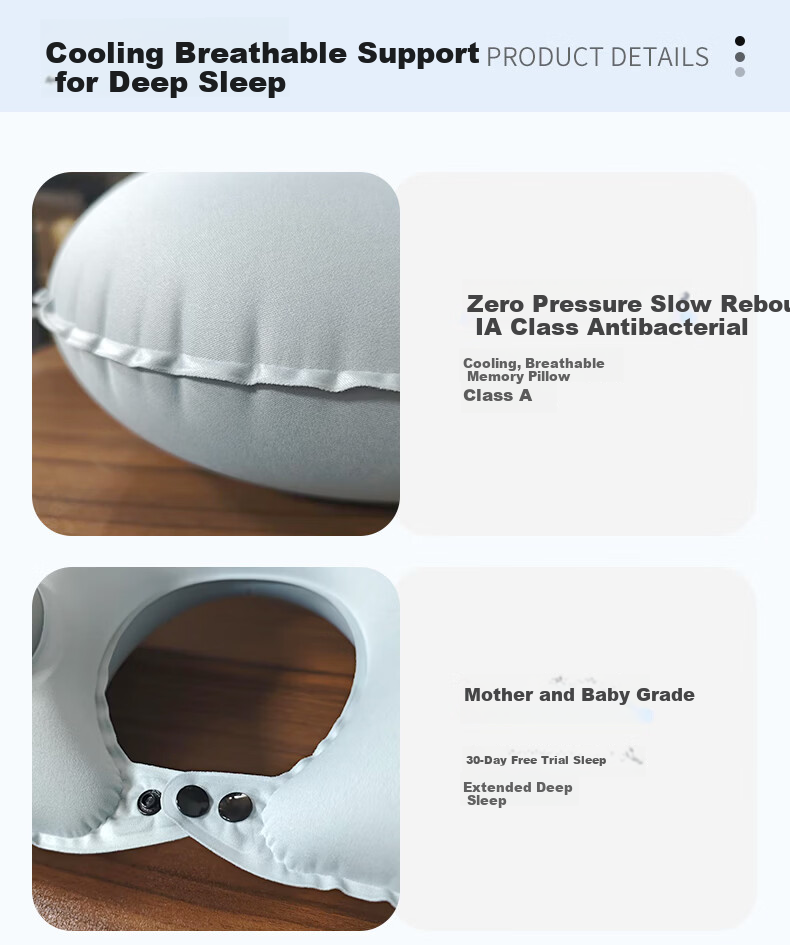 Nanjiren Inflatable U-Shaped Travel Neck Pillow Portable Headrest for Airplane High-Speed Train and Train 7