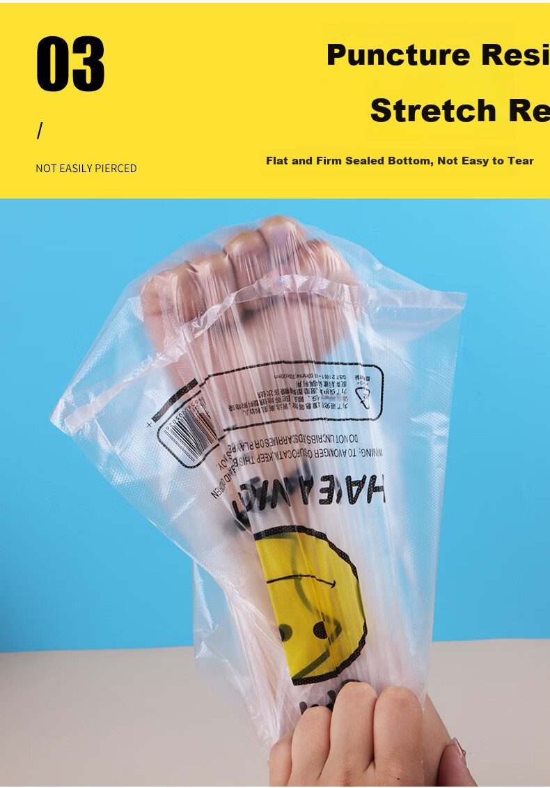 LAUTEE YM045 White Thickened Plastic Bags Handheld Transparent Vest Garbage Bags Double-Sided 2.4 Mil 20x31cm 200pcs Pack 9