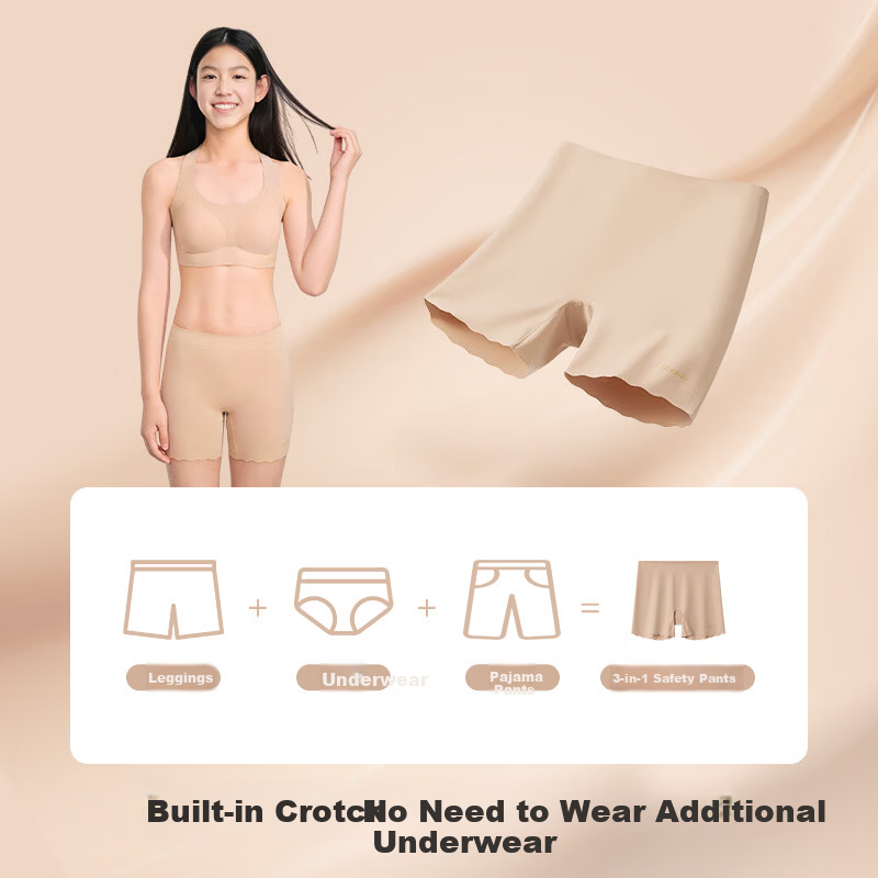 Like uu Girls' Safety Shorts and Foundation Two-in-One Pure Cotton Student Girls' Boxer Briefs Class A Underwear