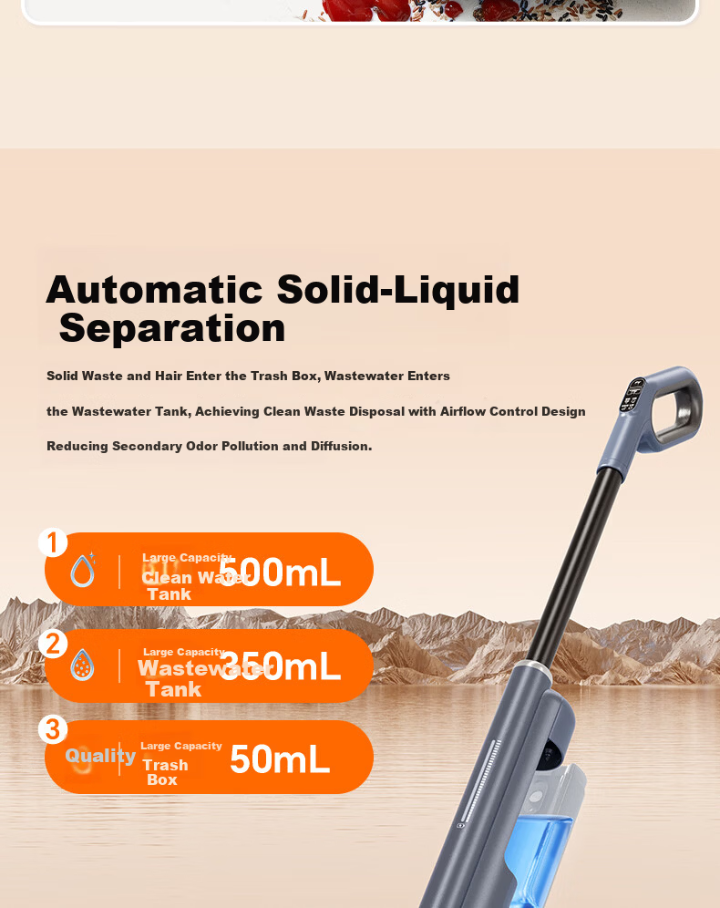 Supor Floor Washer K2 - 2-in-1 Wash and Mop Machine, Solid-Liquid Separation, Odorless, Quiet, Lightweight, Self-Propelled Electric Mop, Home Use, Starry Gray 25