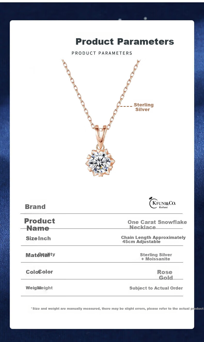 Kovni [Includes GRA Certificate] Moissanite Sterling Silver Snowflake Necklace for Women, Clavicle Chain, Birthday and Valentine's Day Gift for Girls 7