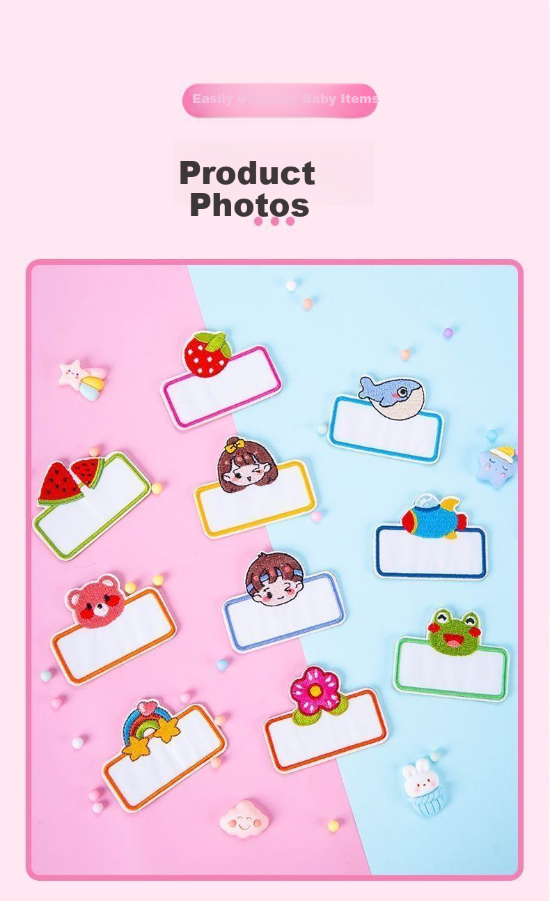 GOTOVAN Kindergarten Embroidered Name Labels Sewable Waterproof Baby Name Tags School Uniform Cloth Patches for Children Enrollment Hat Clothes Quilt Cartoon Student Number Stickers 8