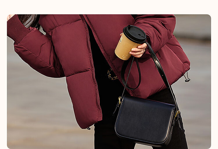 Fluffy Small Bread Winter Lightweight Warm Stand Collar Two-Way Wearing Cotton Jacket with Drawstring Short Women's Cotton Coat 3