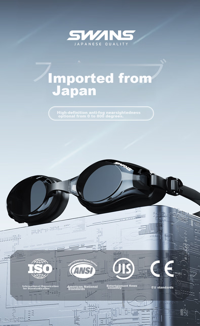 SWANS Swimming Goggles, Imported from Japan, Waterproof And Anti-Fog, High Definition Clear Lens, Large Frame for Adults, Professional Diving, SW45-7 White And Black 1