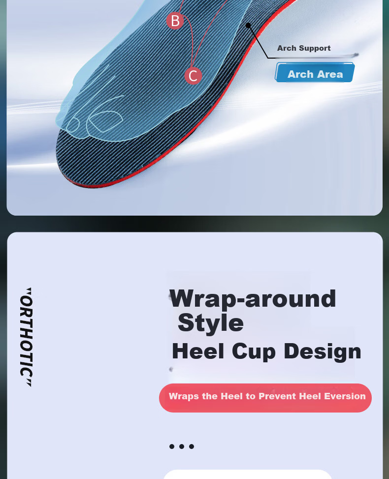 JVBV Flat Foot Arch Support Insoles for Men Adults Teens Kids Correct Overpronation Flat Feet Size 43 10