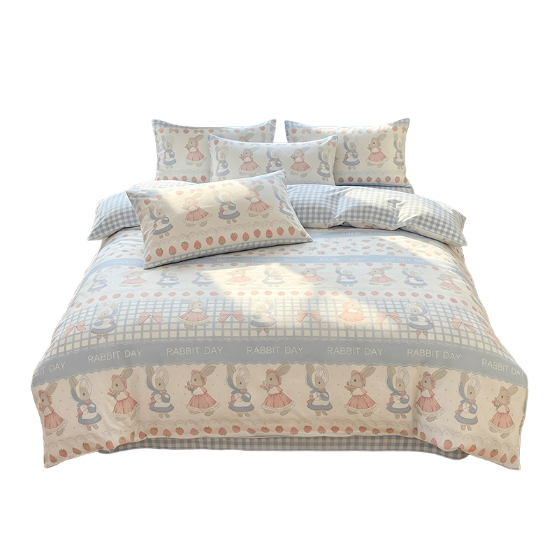 Grace Class A Antibacterial 100% Cotton Quilt Cover Cute Rabbit 180x200cm Single Student Bedding