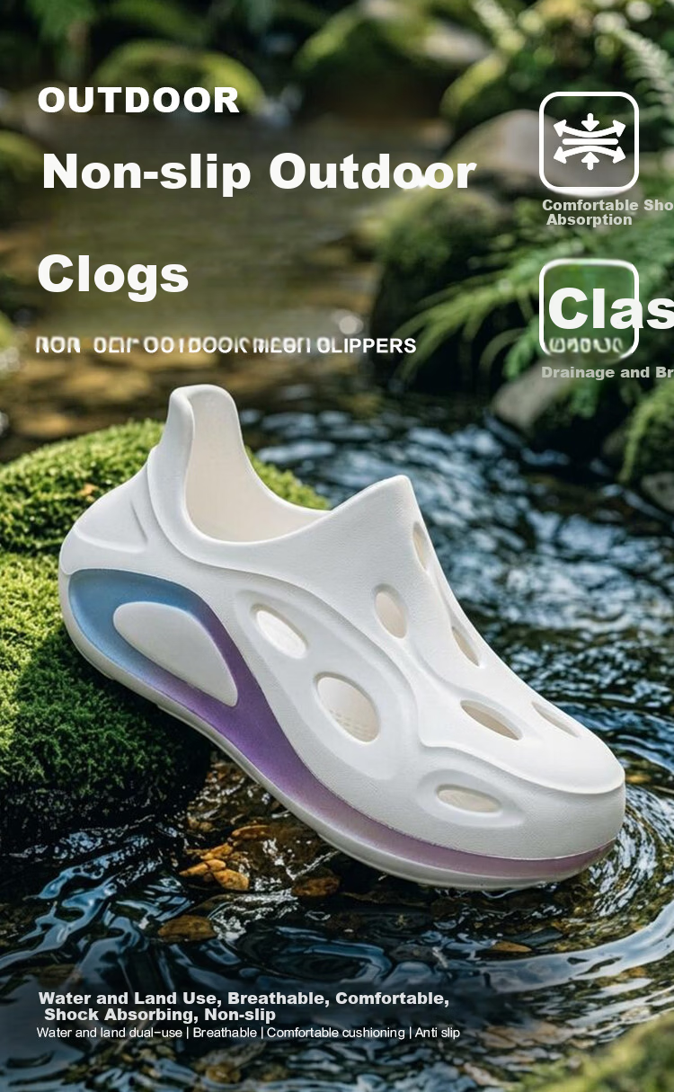 Jingzhenlianggong Hollow Out Sandals Senma Style Outdoor Non-Slip Water Shoes White Size 44-45 1