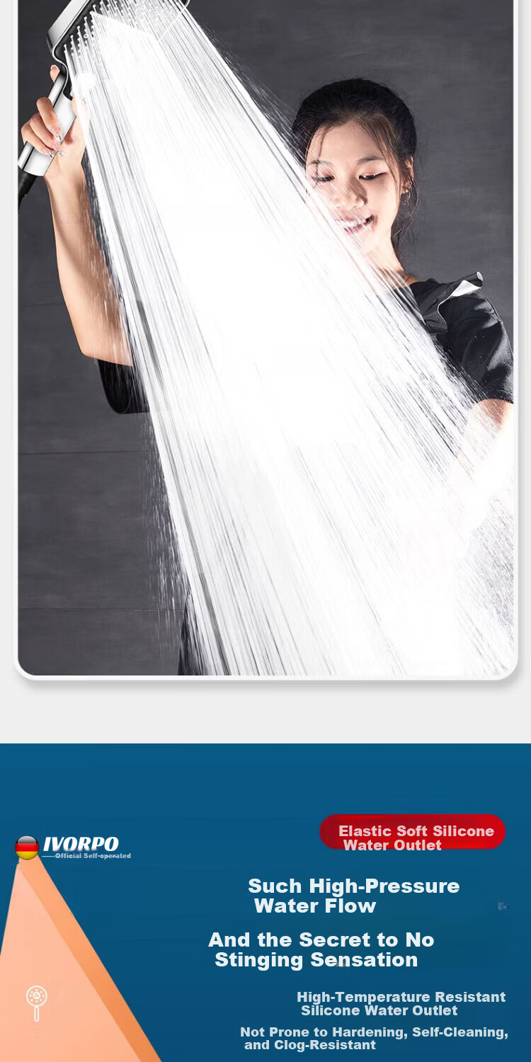 IVORPO [Germany] High-Pressure Shower Head Set Multi-Functional Overhead Shower Sprayer 3