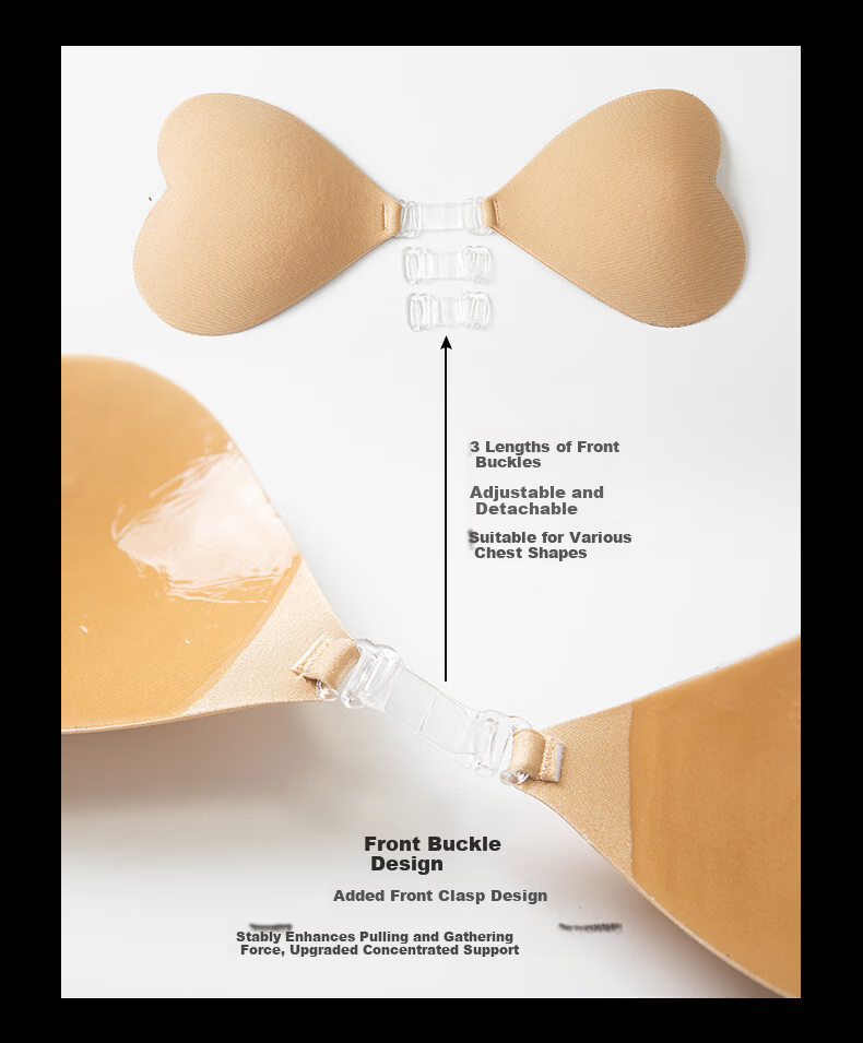 Meitu Bikini Adhesive Bra Push-Up Anti-Show Swimwear Heart-Shaped Invisible Seamless Breast Pads 7