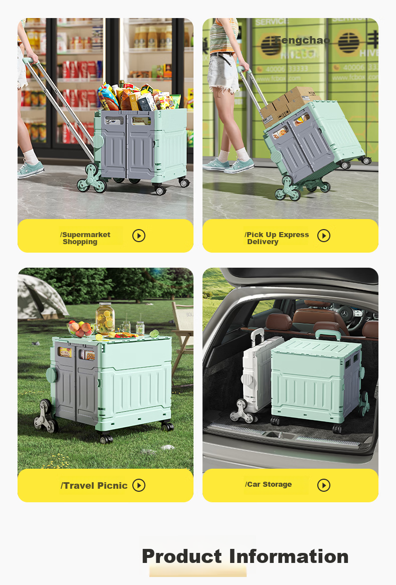 Younai Foldable Portable Grocery Cart 8-Wheel Heavy-Duty Stair-Climbing Shopping Trolley 5