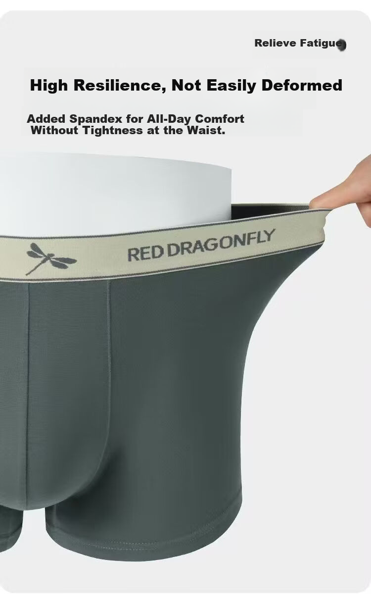 RED DRAGONFLY Men's Summer Underwear [Pure Cotton Breathable + 10A Antibacterial] High-End Authentic Men's Boxer Briefs 8