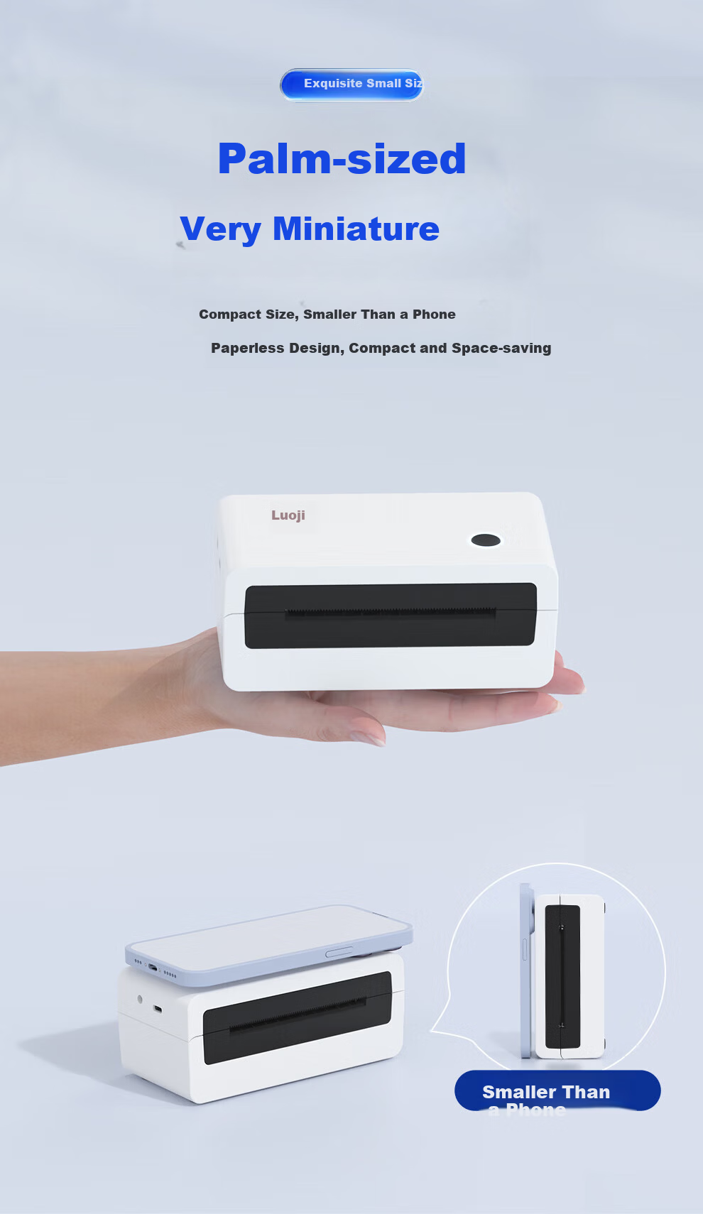 HPRT A300E Portable Courier Label Printer Bluetooth Universal Thermal Printer Inventory Label Pickup Code Electronic Waybill Mini Portable Adjustable Paper Width 1