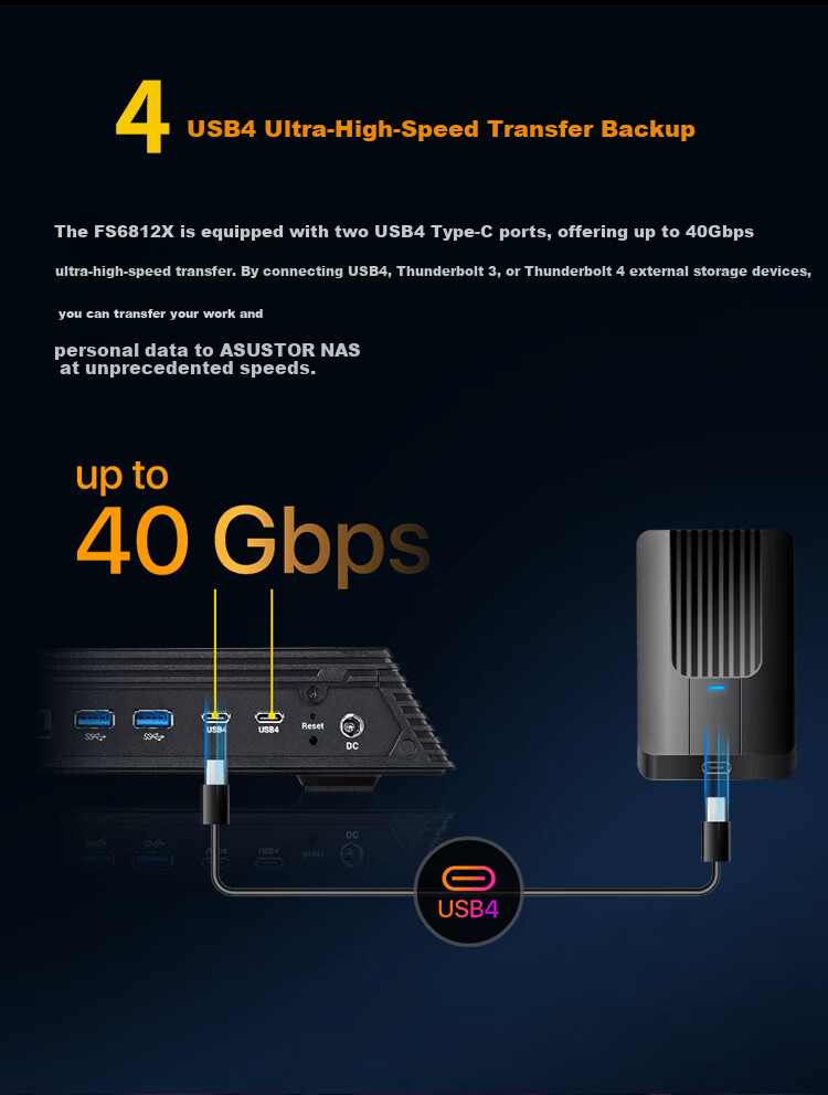 Asustor AS6812X Cloud Arrow 12-Bay NAS Network Storage Private Cloud NAS NVMe All-Flash M.2 SSD 10GbE Storage Server FS6812X 8