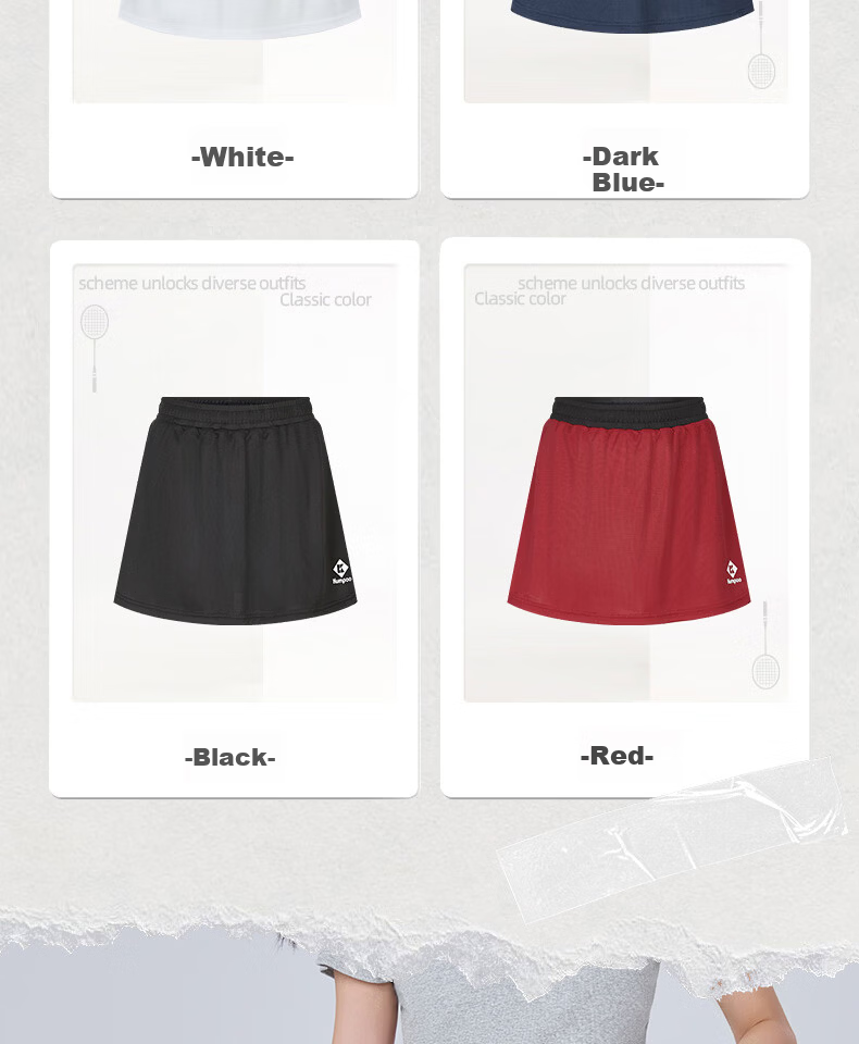 KUMPOO 26th Anniversary New Badminton Skirt Sweat-Absorbing Quick-Dry Breathable Skirt K261W-7549 Dark Blue S 3