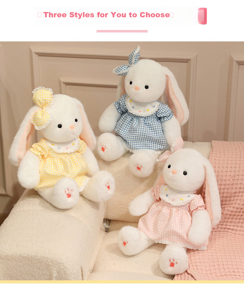 WELTSTON Plush Toy Doll Pillow Sleeping Companion Stuffed Animal Children's Day Gift Sweet Cone Bunny for Girls 9